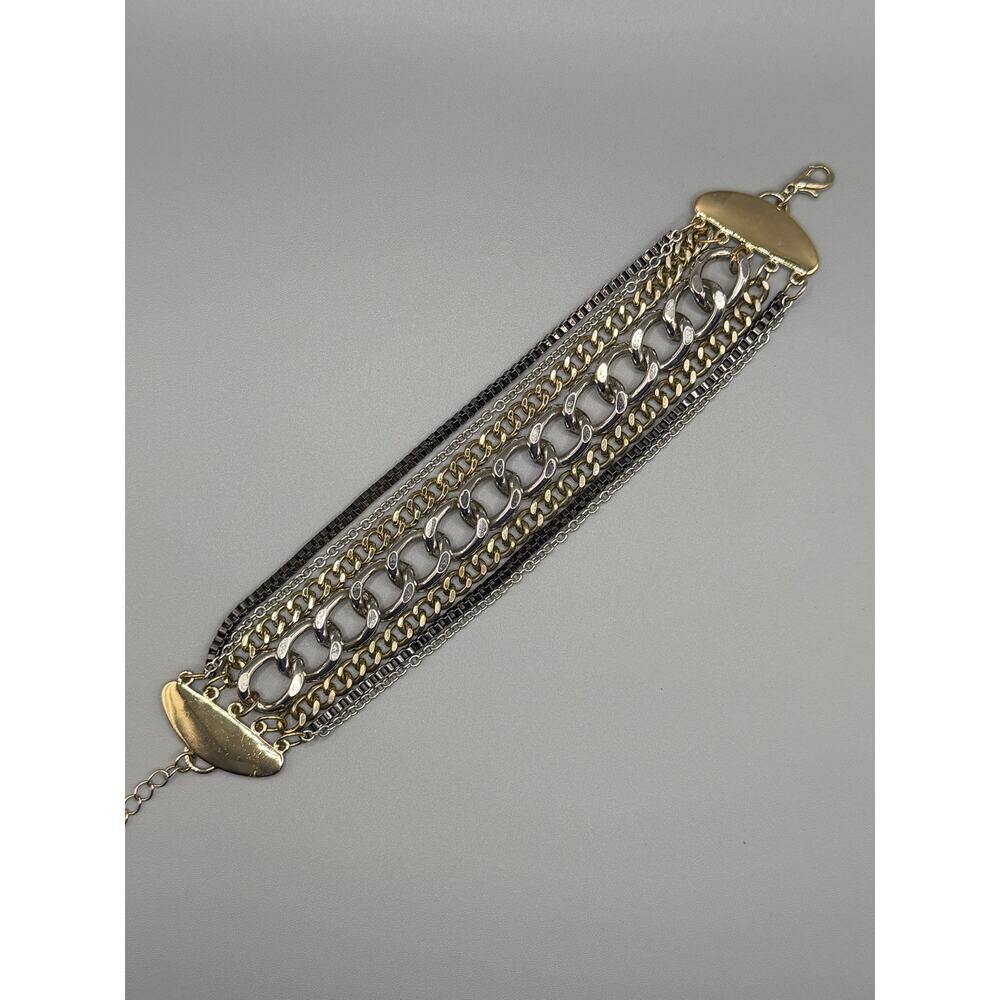 Vintage Mixed Metal Multi Strand Chain Cuff Bracelet ✨ - Picture 5 of 5